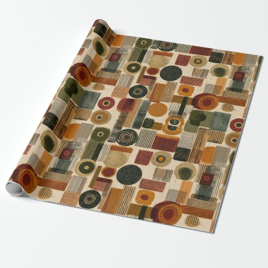 Dark Mid Century Geometric Pattern (2) Cadeaupapier (Uitgerold)