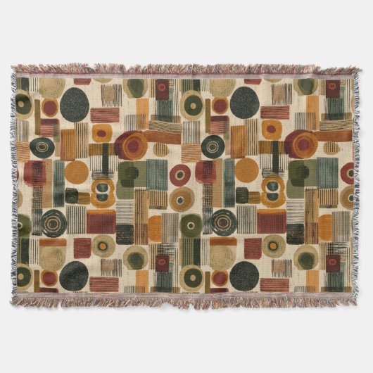 Dark Mid Century Geometric Pattern (2) Deken (Voorkant)