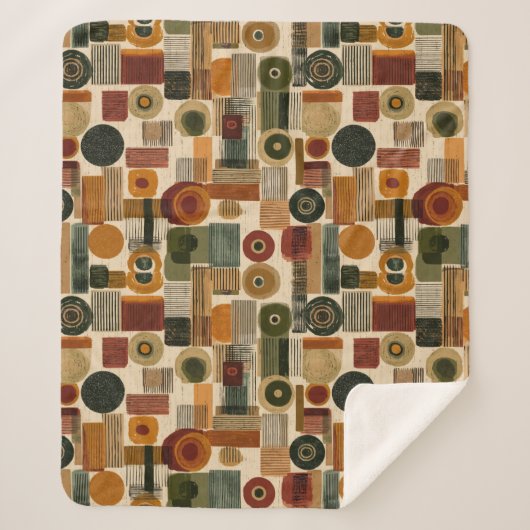Dark Mid Century Geometric Pattern (2) Sherpa Deken (Voorkant)