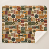 Dark Mid Century Geometric Pattern (2) Sherpa Deken (Voorkant (horizontaal))