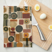 Dark Mid Century Geometric Pattern (2) Theedoek (Quarter Fold)