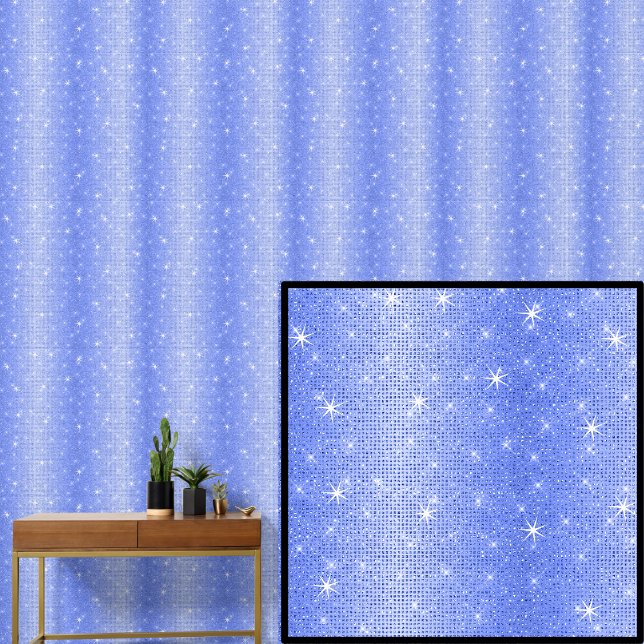 Dark Mid Light Blue Stripes with Sparkle Stars Behang (Creator heeft geüpload)