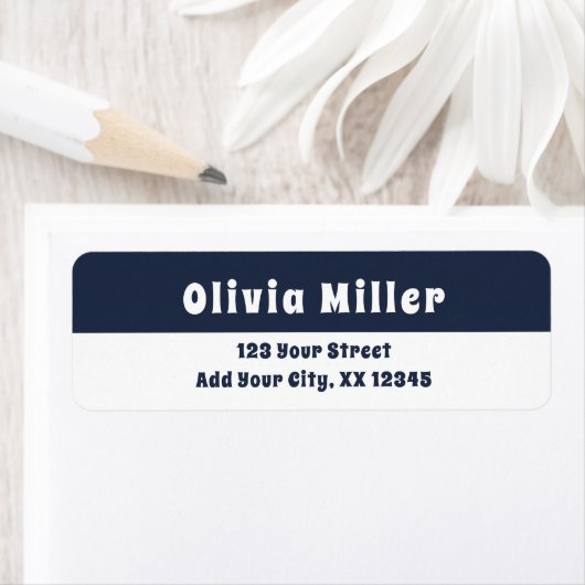 Dark Midnight Blue - Bold Retro Address Label (Insitu)