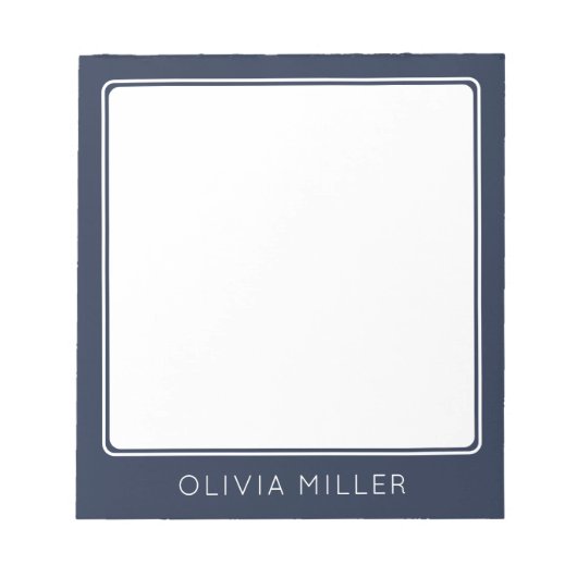 Dark Midnight Blue Minimalist Notepad Notitieblok (Voorkant)