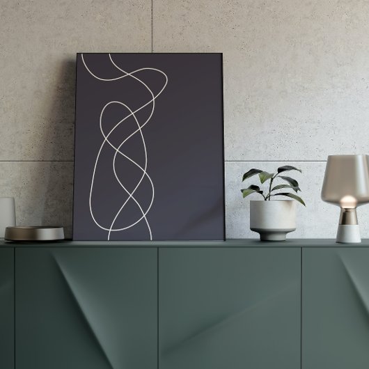 Dark Midnight Blue-minimalistische Abstracte lijnk Poster