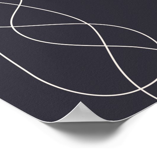 Dark Midnight Blue-minimalistische Abstracte lijnk Poster (Hoek)