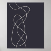 Dark Midnight Blue-minimalistische Abstracte lijnk Poster (Voorkant)
