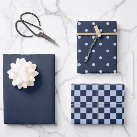 Dark Midnight Blue & Pattern Wrapping Paper Set (Voorkant)
