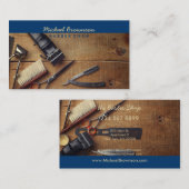 Dark Midnight Blue Scissor Razor Photo Barber Visitekaartje (Voorkant / Achterkant)
