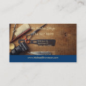 Dark Midnight Blue Scissor Razor Photo Barber Visitekaartje (Achterkant)