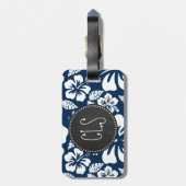 Dark Midnight Blue Tropical Chalkboard look Bagagelabel (Achterkant verticaal)