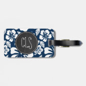 Dark Midnight Blue Tropical Chalkboard look Bagagelabel (Achterkant horizontaal)