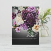 Dark Midnight Paarse Bloemen Romance Bruids Lunch Kaart (Staand voorkant)