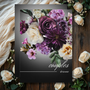 Dark Midnight Paarse Bloemen Romance Koppels Douch Kaart