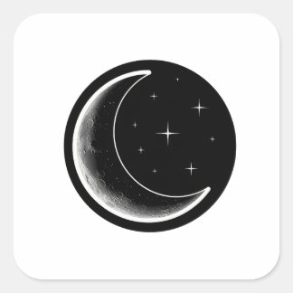 Dark Minimal Aesthetic Moon Vierkante Sticker