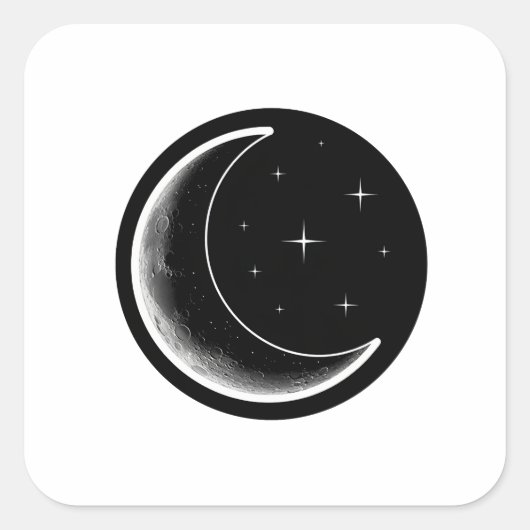 Dark Minimal Aesthetic Moon Vierkante Sticker (Voorkant)