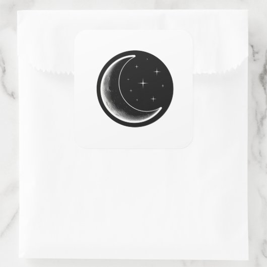 Dark Minimal Aesthetic Moon Vierkante Sticker (Tas)
