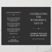 Dark Minimal Celebration of Life Begrafenisprogram (Voorkant)