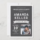 Dark Minimalist Afstuderen Invitation Kaart (Voorkant)