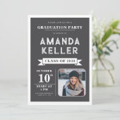 Dark Minimalist Afstuderen Invitation Kaart (Staand voorkant)