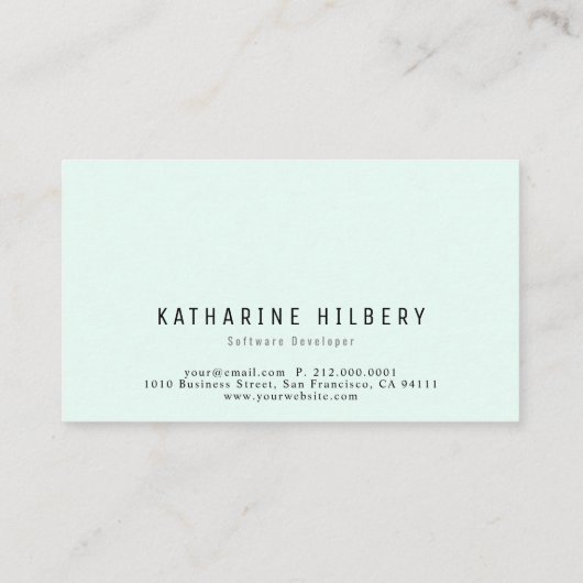 Dark Mint Green Black 01 Pattern Visitekaartje (Achterkant)