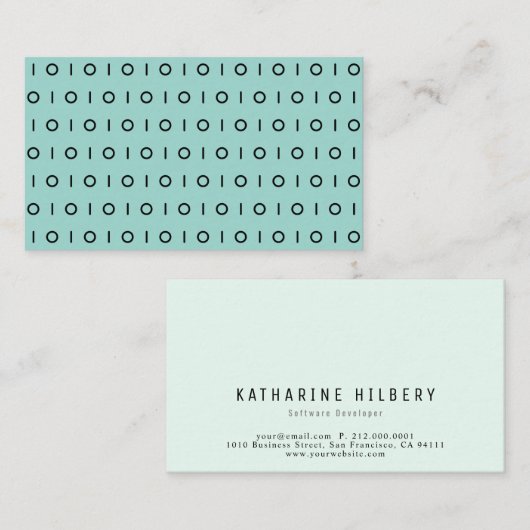 Dark Mint Green Black 01 Pattern Visitekaartje (Voorkant / Achterkant)