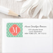 Dark Mint Marokkaanse Tegels Lattice Gepersonalise Etiket (Insitu)