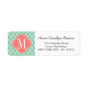 Dark Mint Marokkaanse Tegels Lattice Gepersonalise Etiket