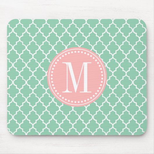 Dark Mint Moroccan Tiles Lattice Specialized Muismat (Voorkant)