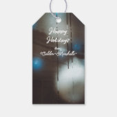 Dark Misted Steamy Window met kerstballen Cadeaulabel (Voorkant)