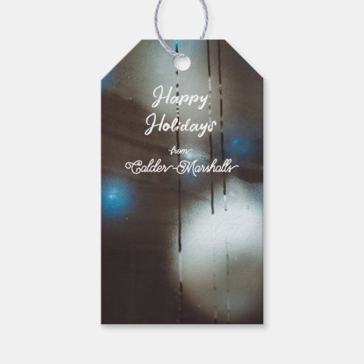 Dark Misted Steamy Window met kerstballen Cadeaulabel (Voorkant)