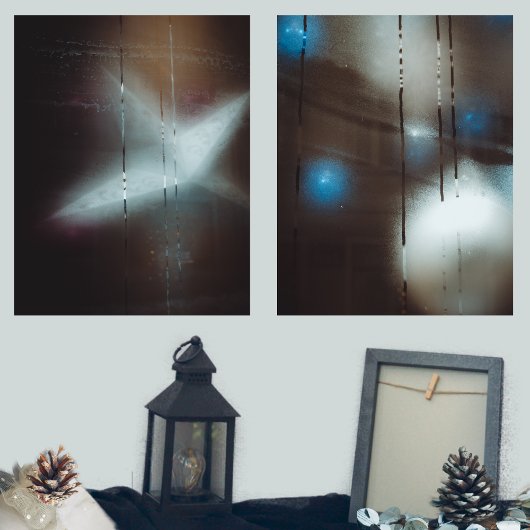 Dark Misted Steamy Window met kerstballen Muurkunst Sets