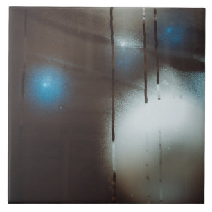 Dark Misted Steamy Window met kerstballen Tegeltje
