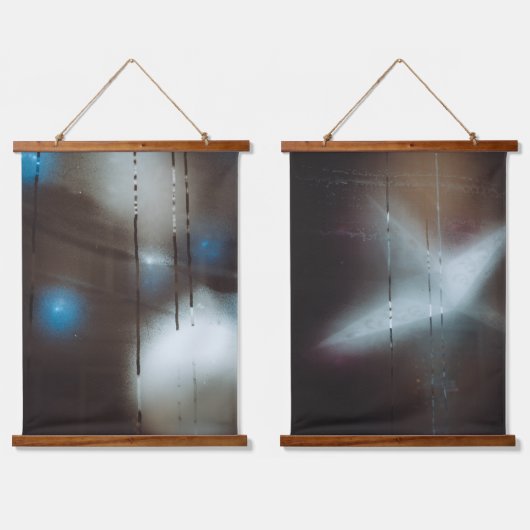 Dark Misted Window met kerstballen Hangend Wandkleed (Dubbel)