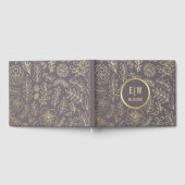 Dark Mocha Gold Floral Wedding Gastenboek (Volledig)