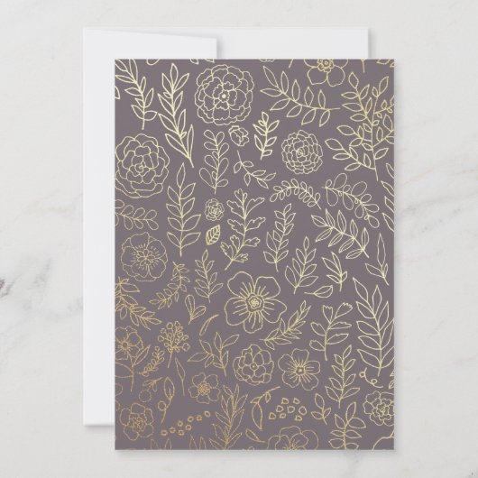 Dark Mocha Gold Floral Wedding Kaart (Achterkant)