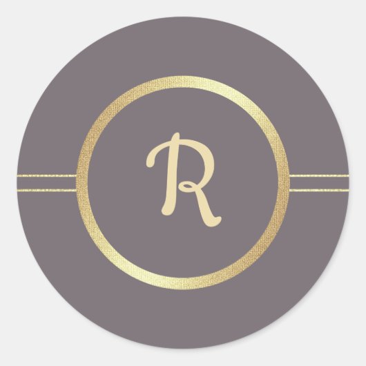 Dark Mocha | Gouden monogram bruiloft Ronde Sticker (Voorkant)