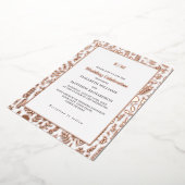 Dark Mocha | Roos Gold Luxury Wedding Folie Uitnodiging (Gedraaid)