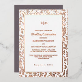 Dark Mocha | Roos Gold Luxury Wedding Real Folie Uitnodiging
