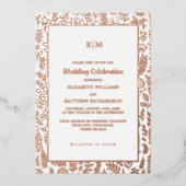 Dark Mocha | Roos Gold Luxury Wedding Real Folie Uitnodiging (Voorkant)