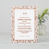 Dark Mocha | Roos Gold Luxury Wedding Real Folie Uitnodiging (Staand Voorkant)