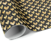 Dark Mode Faux Gold Foil Hearts Moederdag Cadeaupapier (Rol Hoek)