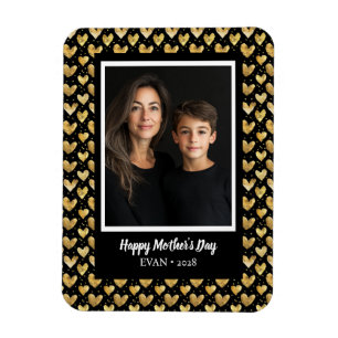Dark Mode Faux Golden Folie Hearts Moederdag Magneet