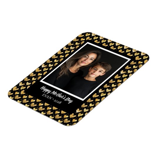 Dark Mode Faux Golden Folie Hearts Moederdag Magneet (Linkerzijde)