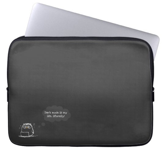 Dark Mode Owl Laptop Hoesje voor Tech-liefhebbers Laptop Sleeve (Voorkant)