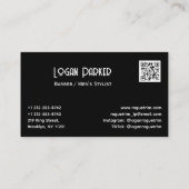 Dark Modern Barbershop Men's Stylist Visitekaartje (Achterkant)