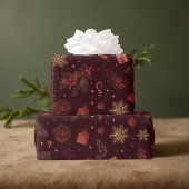 Dark Modern Elegant Holiday Patterns Pine Berry Cadeaupapier