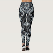 Dark Monochrome Ornamental Filigree Mandala Patter Leggings (Achterkant)