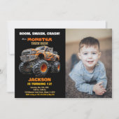 Dark Monster Truck Verjaardag Uitnodigingen foto (Voorkant)