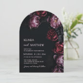 Dark Moody 3D Flowers Wedding Invitation Kaart (Staand voorkant)